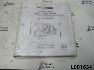 Bobcat 3400XL Utility Vehicle Parts Manual S/N AJNW11001-up 30999