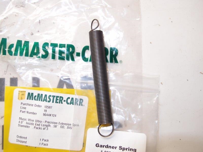 McMaster-Carr Ultra Precision Extension Spring With Loop Ends 9044k124